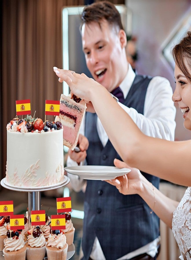 Geodurn 200 Pcs Small Spain Flag Toothpick Toppers Picks, Mini Spanish Cupcake Flags on Wooden Sticks for National Day, Hispanic Heritage, Football Parties, Cocktails, Tapas, and Table Decorations - Image 4